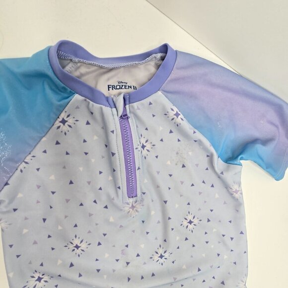 Disney Frozen 2 Piece Swim Rashguard and Bottom Set Ruffle - Picture 8 of 8